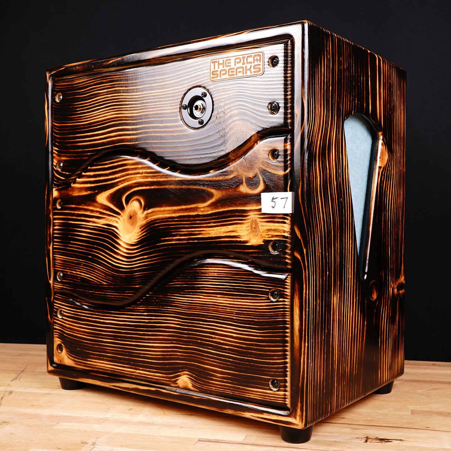 1x12 Speaker Cab | Unloaded | Solid Pine | Shou Sugi Ban "Sunflower"