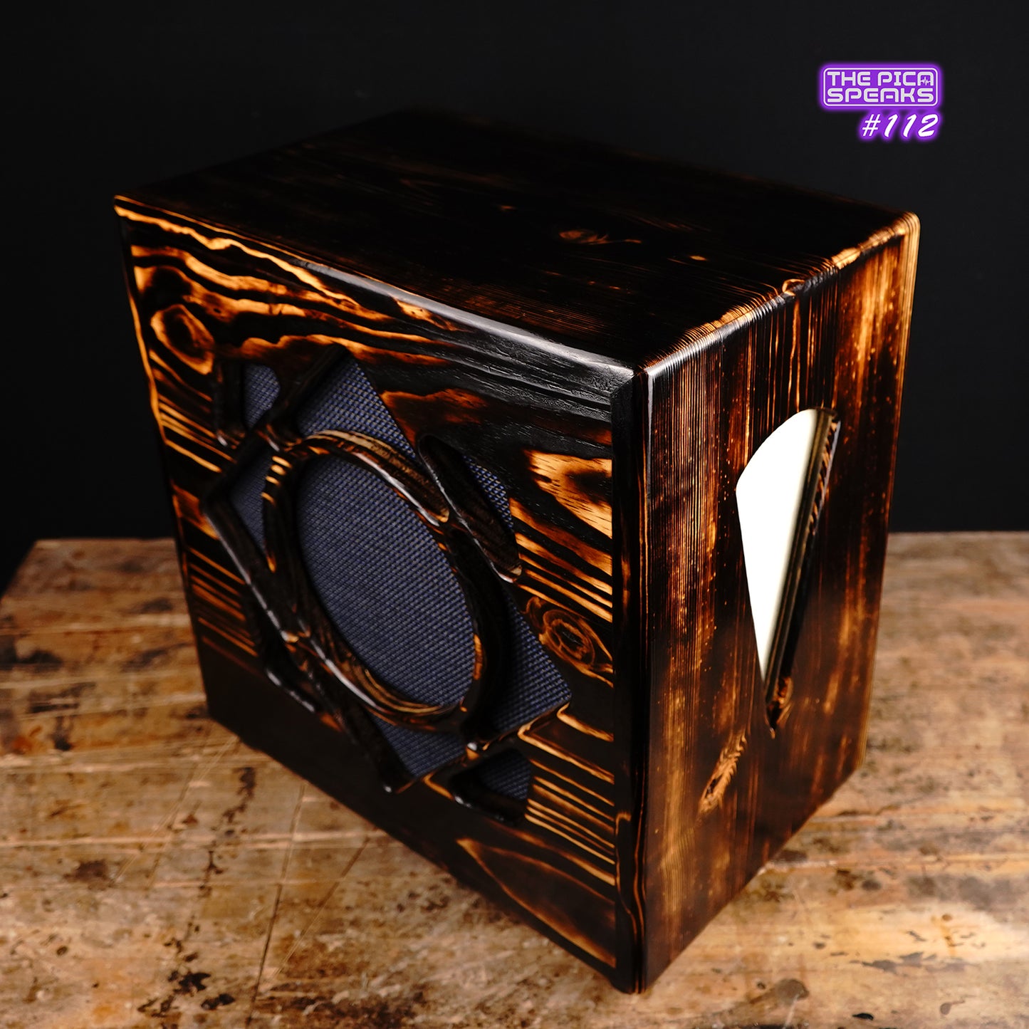 1x12 Speaker Cab | Unloaded | Solid Pine | Shou Sugi Ban Finish | #112